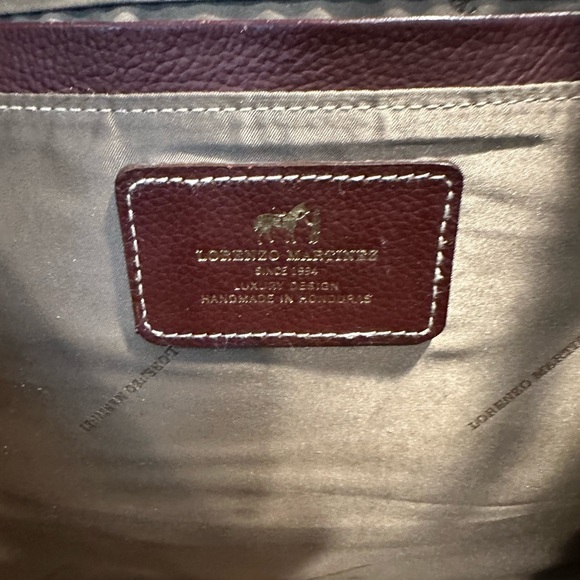 Lorenzo Martinez Brown Leather Handbag with Red Accents - Picture 2 of 11